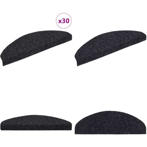 Tappetini per scale autoadesivi 30 pz 65x21x4 cm neri semicircolari grandi - Tappeti autoadesivi - Tappeti per scale autoadesivi