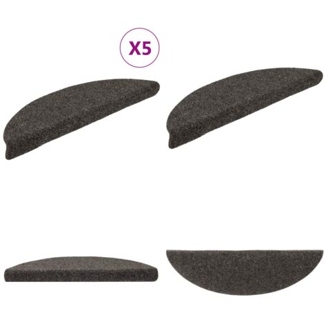 Tappetini per scale autoadesivi 5 pz 56x17x3 cm antracite semicircolari - Tappeti autoadesivi - Tappeti antiscivolo