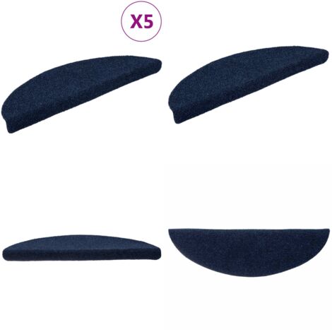 Tappetini per scale autoadesivi 5 pz 56x17x3 cm blu navy semicircolari - Tappeti per scale - Tappeti autoadesivi