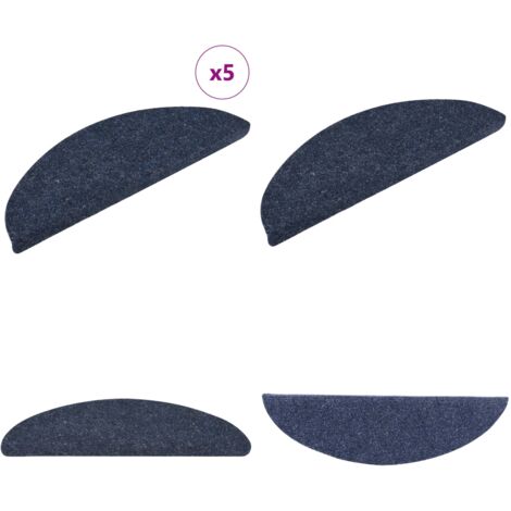 Tappetini per scale autoadesivi 5 pz 56x17x3 cm blu semicircolari - Tappeti autoadesivi - Tappeti per scale blu