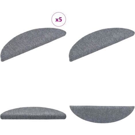 Tappetini per scale autoadesivi 5 pz 56x17x3 cm Grigio chiaro semicircolari - Tappeti autoadesivi - Tappeti per scale autoadesivi