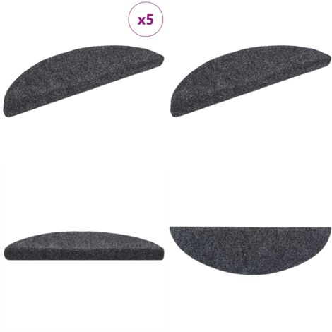 Tappetini per scale autoadesivi 5 pz 56x17x3 cm Grigio scuro semicircolari - Tappetini autoadesivi - Tappetini per scale autoadesivi
