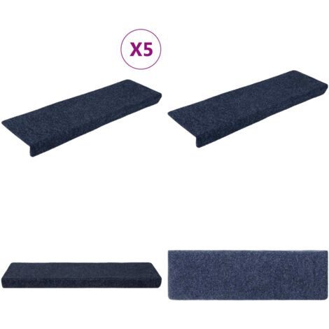 Tappetini per scale autoadesivi 5 pz 65x21x4 cm Antracite Bordo rettangolare - Tappeti autoadesivi - Tappeti per scale antracite
