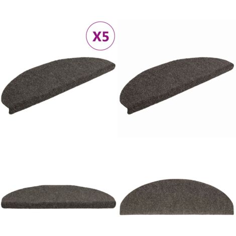 Tappetini per scale autoadesivi 5 pz 65x21x4 cm antracite semicircolari grandi - Tappeti autoadesivi - Tappeti antiscivolo