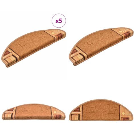 Tappetini per Scale Autoadesivi 5 pz 65x21x4 cm Beige - Tappetini per scale anti scivolamento - Tappetini per scale lavabili