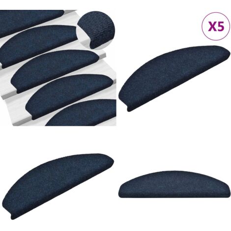 Tappetini per scale autoadesivi 5 pz 65x21x4 cm blu navy semicircolari grandi - Tappeti autoadesivi - Tappeti per scale blu navy