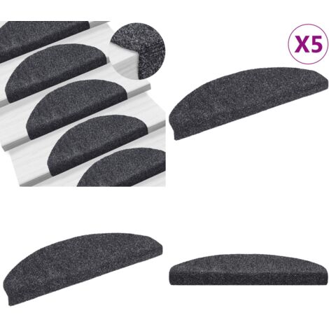 Tappetini per scale autoadesivi 5 pz 65x21x4 cm Grigio scuro Semicircolari Grandi - Tappetini autoadesivi - Tappetini per scale autoadesivi