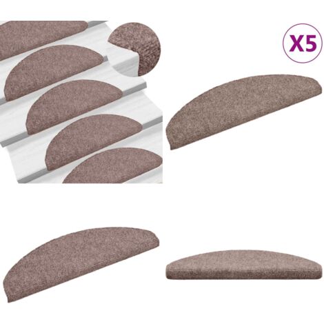 Tappetini per scale autoadesivi 5 pz 65x21x4 cm Marrone Chiaro semicircolari grandi - Tappeti autoadesivi - Tappeti antiscivolo