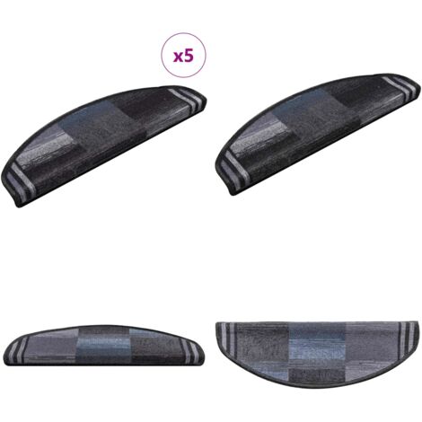 Tappetini per Scale Autoadesivi 5 pz 65x21x4 cm Nero e Grigio - Tappetini per scale antiscivolo - Tappetini per scale lavabili