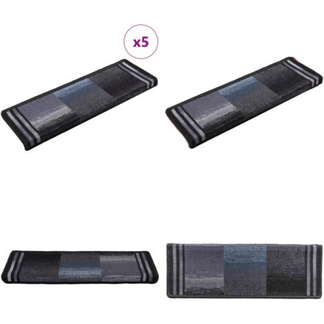Tappetini per Scale Autoadesivi 5 pz 65x21x4 cm Nero e Grigio - Tappetini per scale antiscivolo - Tappetini per scale lavabili