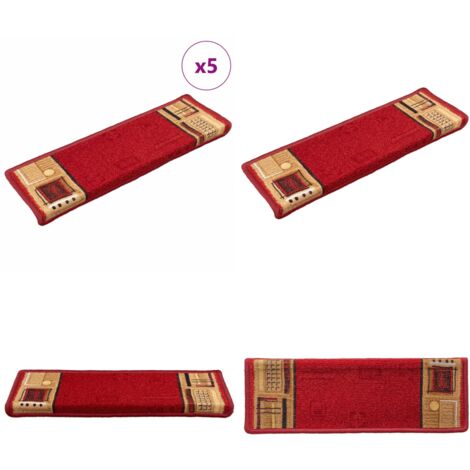 Tappetini per Scale Autoadesivi 5pz 65x21x4 cm Rossi - Tappetini per scale antiscivolo - Tappetini per scale lavabili