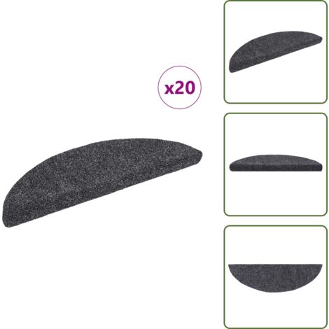 Tappetini per scale autoadesivi - vidaXL Tappetini per scale autoadesivi 20 pz 56x17x3 cm Grigio scuro semicircolari - Tappetini per scale grigi