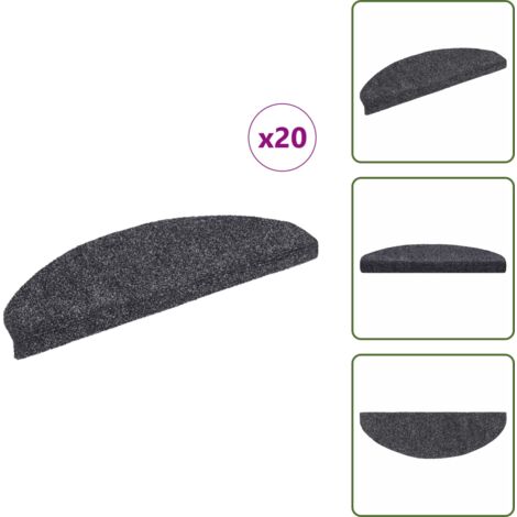 Tappetini per scale autoadesivi - vidaXL Tappetini per scale autoadesivi 20 pz 65x21x4 cm Grigio scuro Semicircolari Grandi - Tappetini per scale grigi