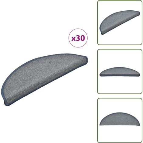 Tappetini per scale blu - vidaXL Tappetini per scale 30 pz 56x17x3 cm grigio chiaro e blu semicircolari - Tappetini per scale pieghevole