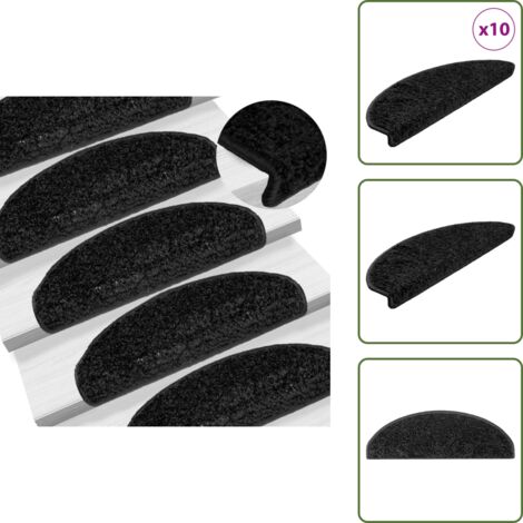 Tappetini per scale grandi - vidaXL Tappetini per scale 10 pz 65x21x4 cm Nero Semicircolari Grandi - Tappetini per scale pieghevoli