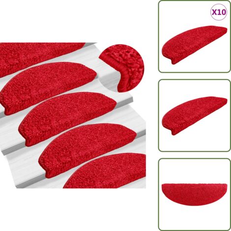 Tappetini per scale grandi - vidaXL Tappetini per scale 10 pz 65x21x4 cm rossi semicircolari grandi - Tappetini per scale lavabili