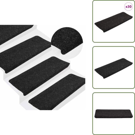 Tappetini per scale in feltro - vidaXL Tappetini Autoadesivi per Scale 30 pz Antracite 65x24,5x3,5 cm - Tappetini per scale lavabili