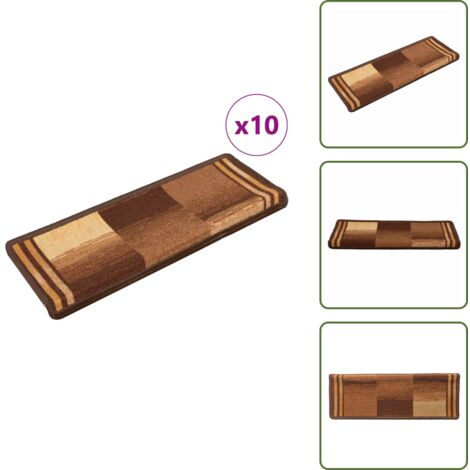 Tappetini per scale in poliammide - vidaXL Tappetini per Scale Autoadesivi 10 pz 65x21x4 cm Marroni - Tappetini per scale marroni