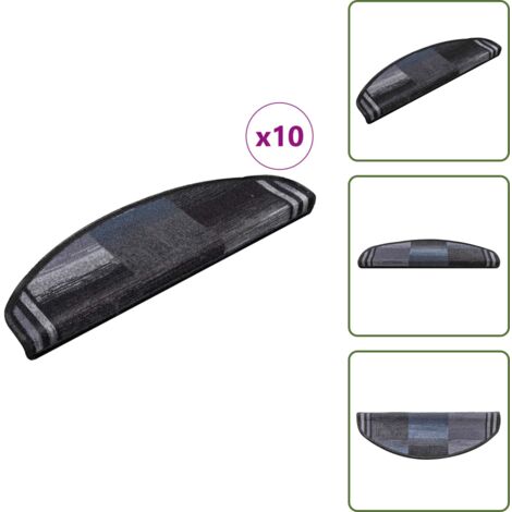 Tappetini per scale in poliammide - vidaXL Tappetini per Scale Autoadesivi 10 pz 65x21x4 cm Nero e Grigio - Tappetini per scale per casa