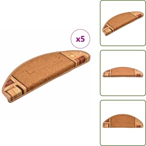 Tappetini per scale in poliammide - vidaXL Tappetini per Scale Autoadesivi 5 pz 65x21x4 cm Beige -