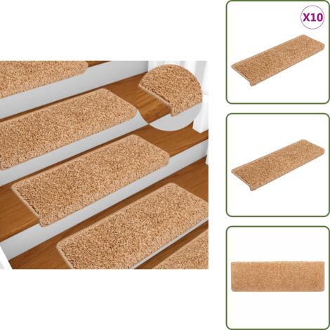 Tappetini per scale lavabili - vidaXL Tappetini per scale 10 pz 65x21x4 cm Beige Bordo rettangolare - Tappetini per scale pieghevole