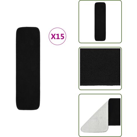 Tappetini per scale lavabili - vidaXL Tappetini per Scale Antiscivolo 15 pz 75x20cm Neri Rettangolari - Tappetini per scale in PP