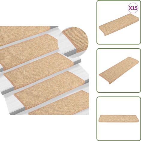 Tappetini per scale per animali domestici - vidaXL Tappetini per scale 15 pz 65x21x4 cm Marrone chiaro Bordo rettangolare - Tappetini per scale per bambini