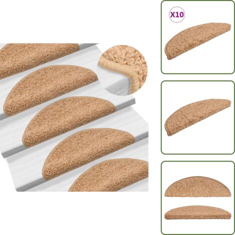Tappetini per scale pieghevole - vidaXL Tappetini per scale 10 pz 56x17x3 cm Beige Semicircolari - Tappetini per scale lavabili