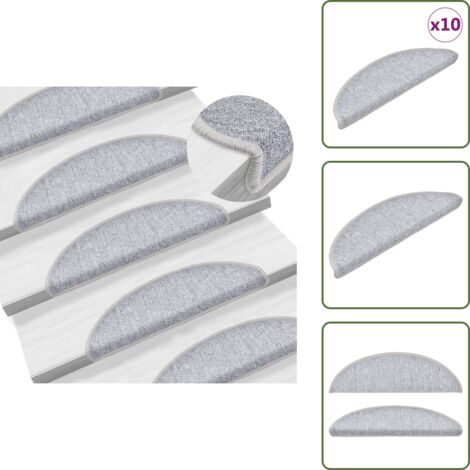 Tappetini per scale pieghevole - vidaXL Tappetini per scale 10 pz 56x17x3 cm Grigio chiaro Semicircolari - Tappetini per scale lavabili