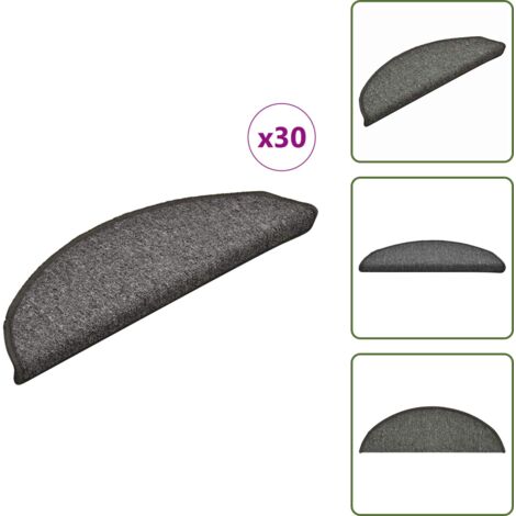 Tappetini per scale pieghevole - vidaXL Tappetini per scale 30 pz 56x17x3 cm Grigio scuro Semicircolari - Tappetini per scale lavabili