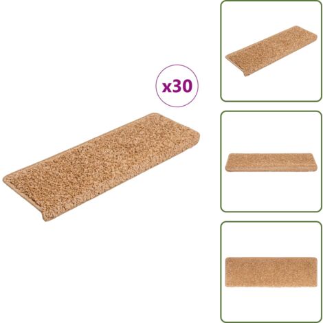 Tappetini per scale pieghevole - vidaXL Tappetini per scale 30 pz 65x21x4 cm Beige Bordo rettangolare - Tappetini per scale lavabili