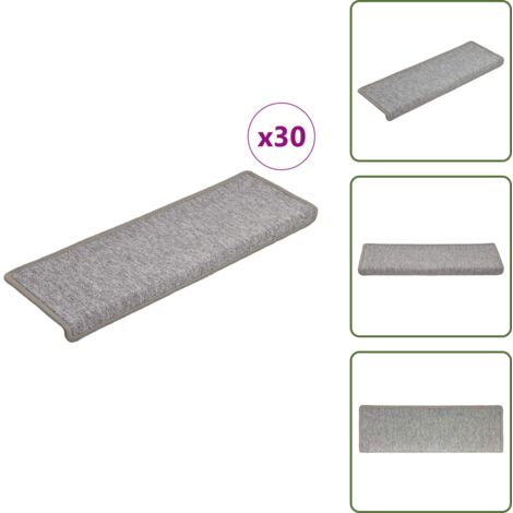 Tappetini per scale pieghevole - vidaXL Tappetini per scale 30 pz 65x21x4 cm Grigio chiaro Bordo rettangolare - Tappetini per scale lavabili