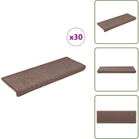 Tappetini per scale pieghevole - vidaXL Tappetini per scale 30 pz 65x21x4 cm Marrone Bordo rettangolare - Tappetini per scale lavabili