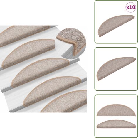 Tappetini per scale pieghevoli - vidaXL Tappetini per scale 10 pz 56x17x3 cm Marrone chiaro Semicircolari - Tappetini per scale lavabili