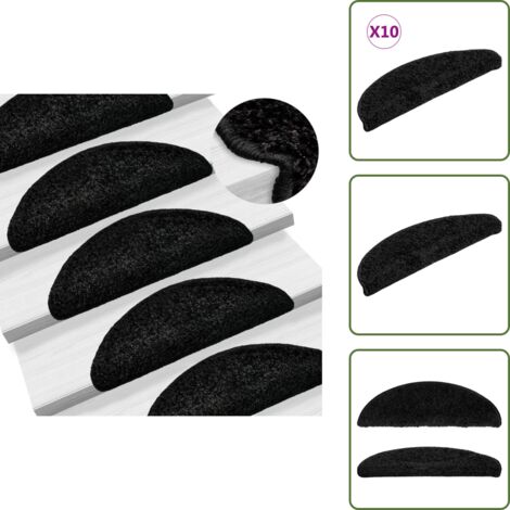 Tappetini per scale pieghevoli - vidaXL Tappetini per scale 10 pz 56x17x3 cm Nero Semicircolari - Tappetini per scale lavabili