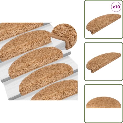 Tappetini per scale pieghevoli - vidaXL Tappetini per scale 10 pz 65x21x4 cm Beige Semicircolari Grandi - Tappetini per scale lavabili