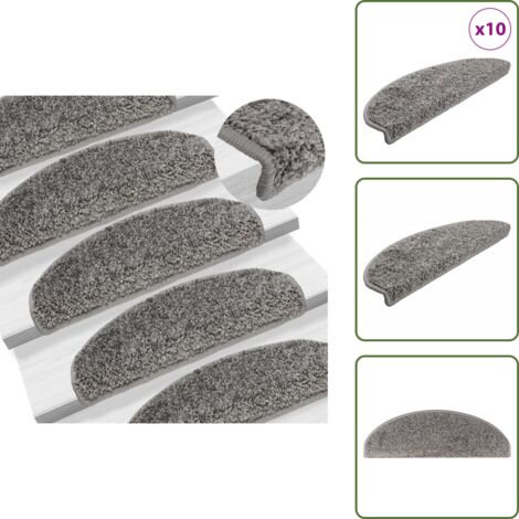 Tappetini per scale pieghevoli - vidaXL Tappetini per scale 10 pz 65x21x4 cm Grigio Semicircolari Grandi - Tappetini per scale lavabili