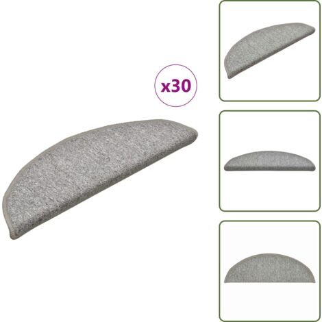 Tappetini per scale pieghevoli - vidaXL Tappetini per scale 30 pz 56x17x3 cm Grigio chiaro Semicircolari - Tappetini per scale lavabili