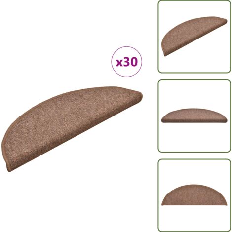 Tappetini per scale pieghevoli - vidaXL Tappetini per scale 30 pz 56x17x3 cm Marrone Semicircolari - Tappetini per scale lavabili