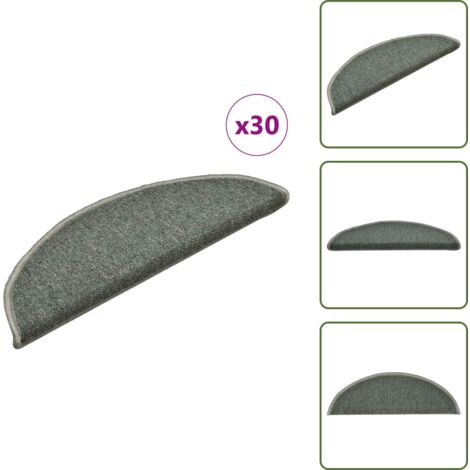 Tappetini per scale pieghevoli - vidaXL Tappetini per scale 30 pz 56x17x3 cm Verde scuro semicircolari - Tappetini per scale lavabili