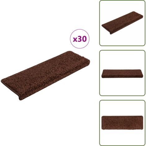 Tappetini per scale pieghevoli - vidaXL Tappetini per scale 30 pz 65x21x4 cm Marrone Bordo rettangolare - Tappetini per scale lavabili