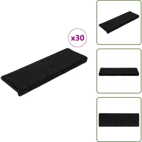 Tappetini per scale pieghevoli - vidaXL Tappetini per scale 30 pz 65x21x4 cm Nero Bordo rettangolare - Tappetini per scale lavabili