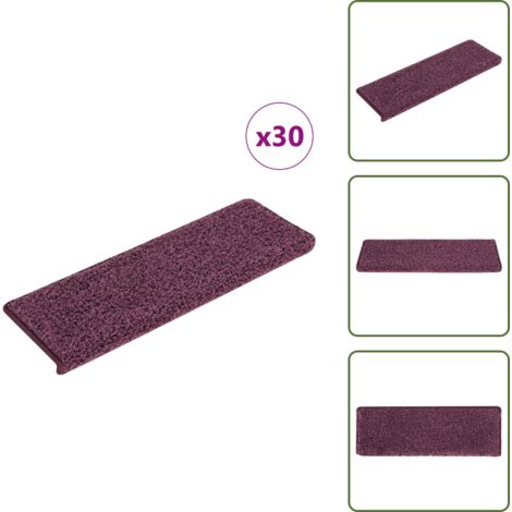 Tappetini per scale pieghevoli - vidaXL Tappetini per scale 30 pz 65x21x4 cm Viola scuro con bordo rettangolare - Tappetini per scale lavabili