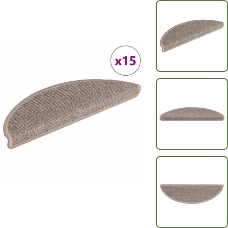 Tappetini per scale semicircolari - vidaXL Tappetini per scale 15 pz 56x17x3 cm Beige scuro Semicircolari - Tappetini in tessuto