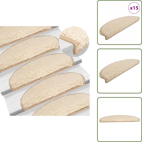 Tappetini per scale semicircolari - vidaXL Tappetini per scale 15 pz 65x21x4 cm Crema Semicircolari Grandi - Tappetini per scale grandi