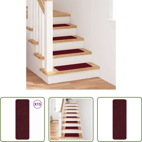 Tappetini per scale -  Tappetini Antiscivolo per Scale 15 pcs Bordò 60 x 25 cm PP