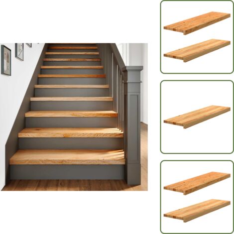 Tappetini per scale - vidaXL Gradini 2 pz Marrone Chiaro 90x30x2 cm Legno Massello Rovere - Gradini per scale