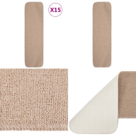 Tappetini Scale Antiscivolo 15 pz 75x20 cm Beige Rettangolari - Antiscivolo - Tappetini per scale beige