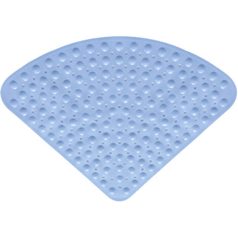 Tappetino angolare antiscivolo per doccia, per box doccia da bagno, tappetino antiscivolo con ventose e fori di drenaggio (azzurro 54 cm)