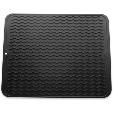 Tappetino antigoccia in silicone Tappetino per lavello in silicone resistente al calore ecologico per la conservazione di posate e stoviglie Nero 40 x 30 cm